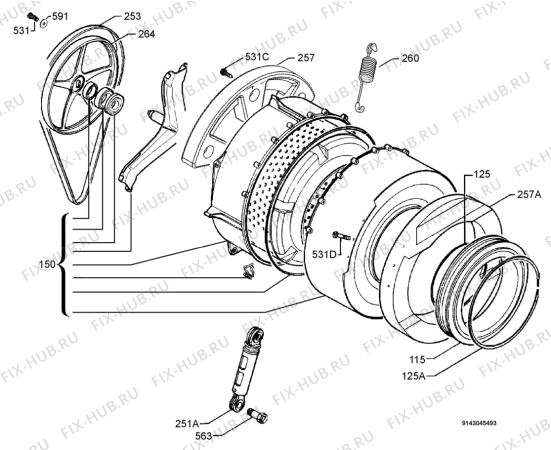 Взрыв-схема стиральной машины Electrolux EWF6120W - Схема узла Functional parts 267